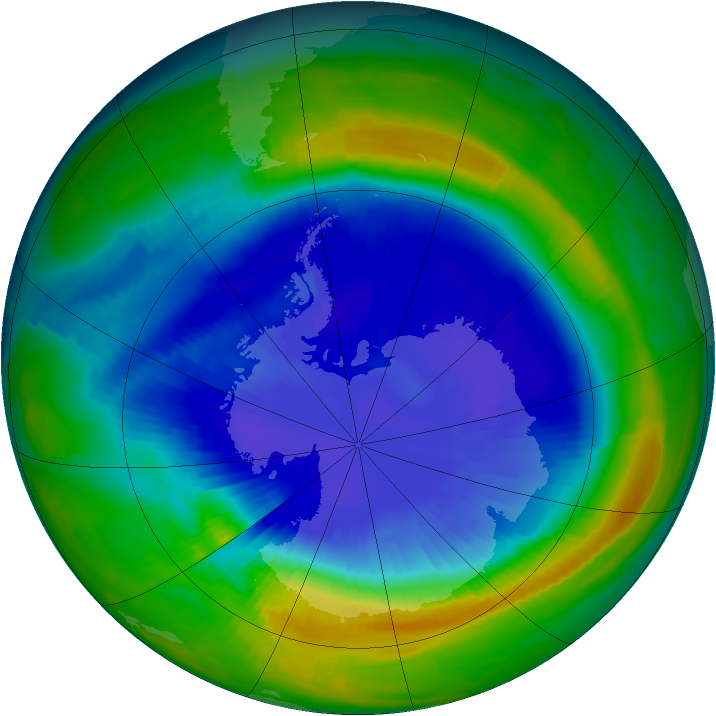 Antarctic ozone map for 09 September 1997